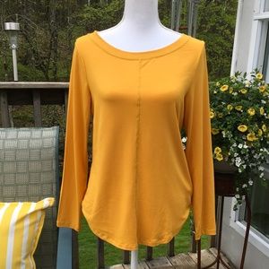 Jones New York Signature size S jersey long sleeve yellow gold top